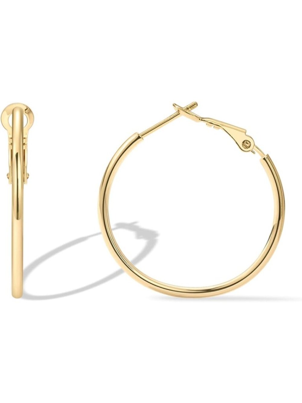 Chic Gold Hoop Earrings for Women, 14K Gold Plated, Stylish Paddle-Back Design